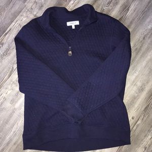 Crown & Ivy Quarter Zip Blue Sweater—Large